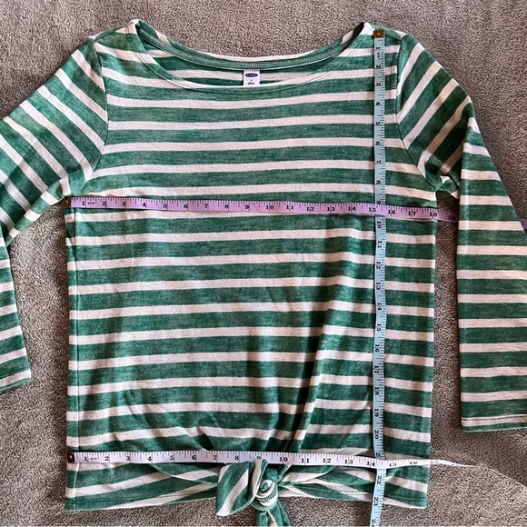 Old Navy tie front green striped cotton sweater - Picture 8 of 13
